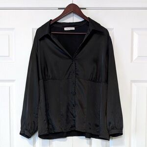 Y2K Vintage Laura Petites Plus Sized Satin Panelled Blouse Size 20 Goth Formal